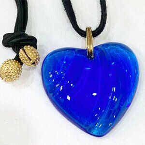 Baccarat Blue Heart Crystal Pendant - Retired Design